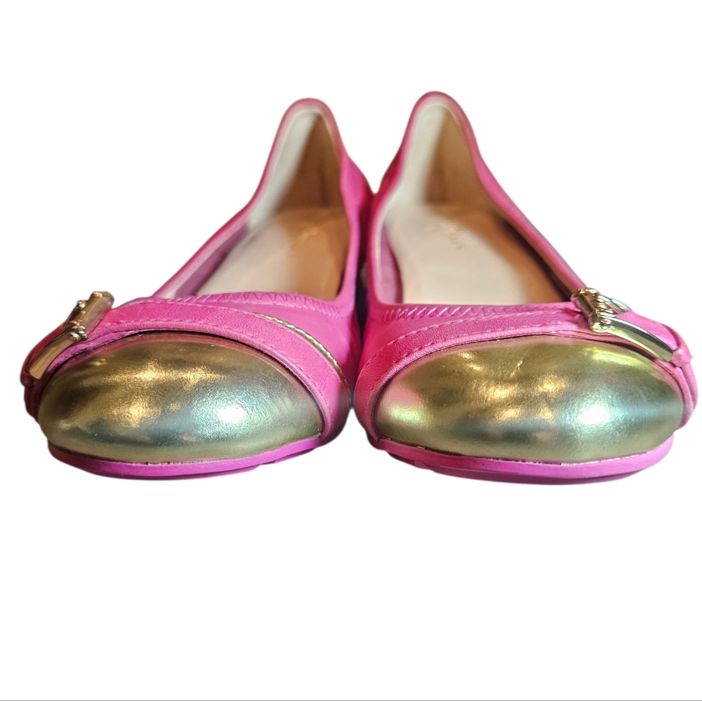 Cole Haan Nike Air Pink Gold Cap Toe Ballet‎ Flats 6.5